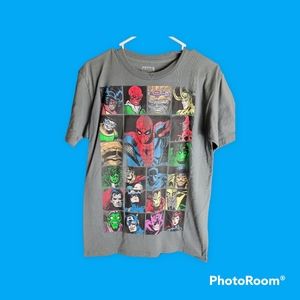 Spiderman Heroes and Villains Marvel Men's Small Gray Tshirt